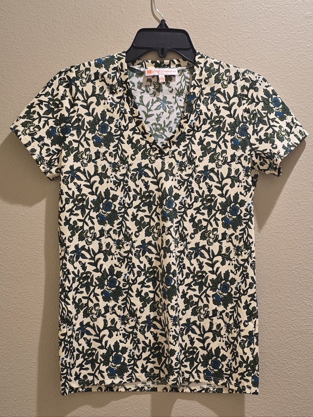 NWOT Jude Connally Bethany Top Green Blie Floral Sz S